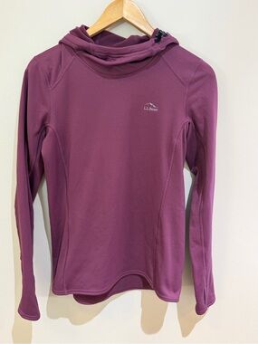 L.L. Bean Heavyweight Base Layer Hoodie plum hiking outdoor women’s Size small